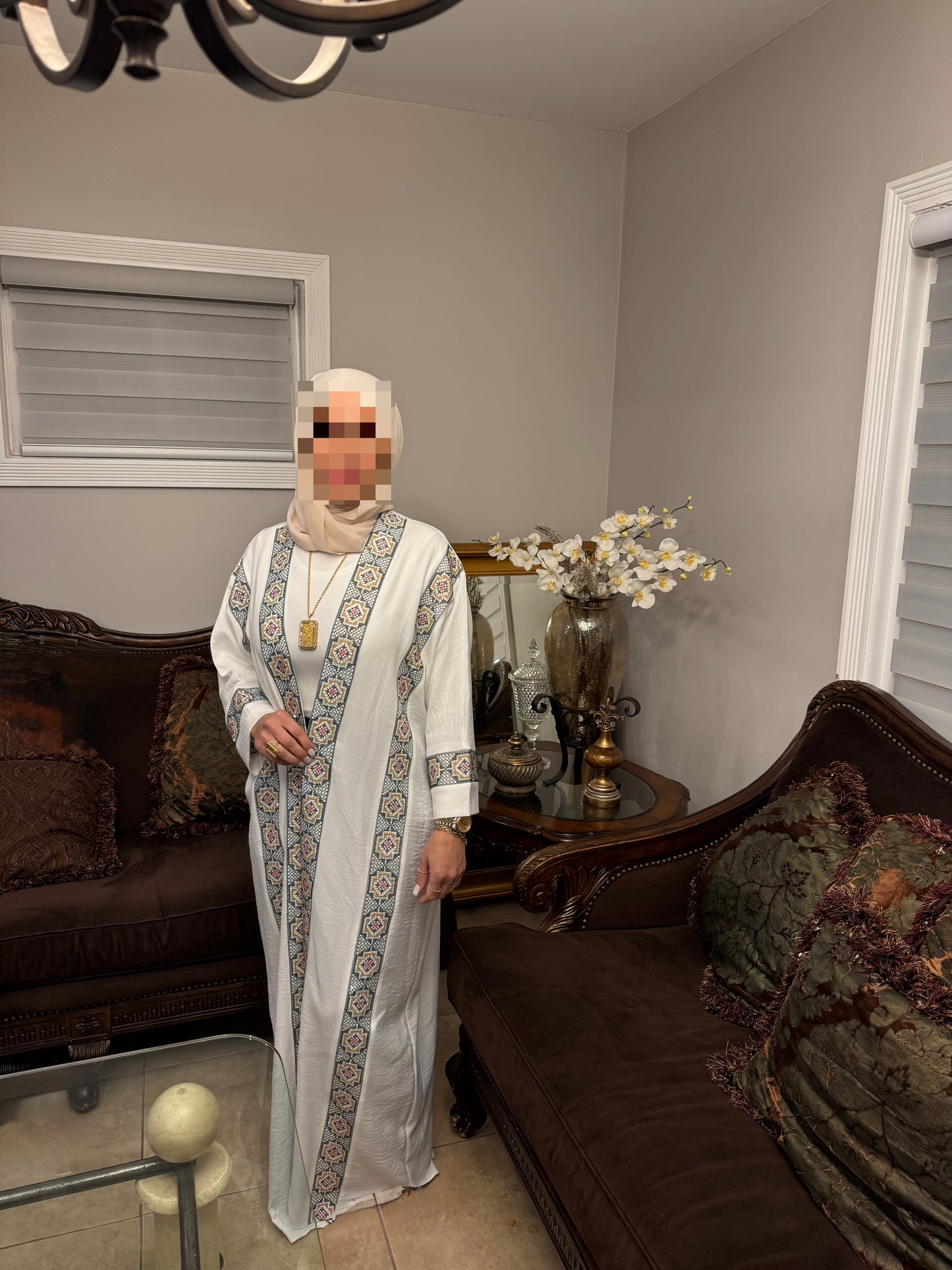 Palastina Linen open Abaya