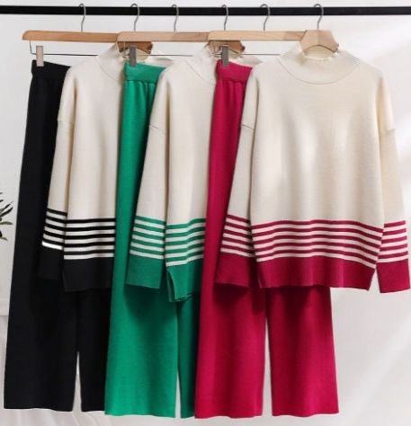 STRIPPED KNITED SET