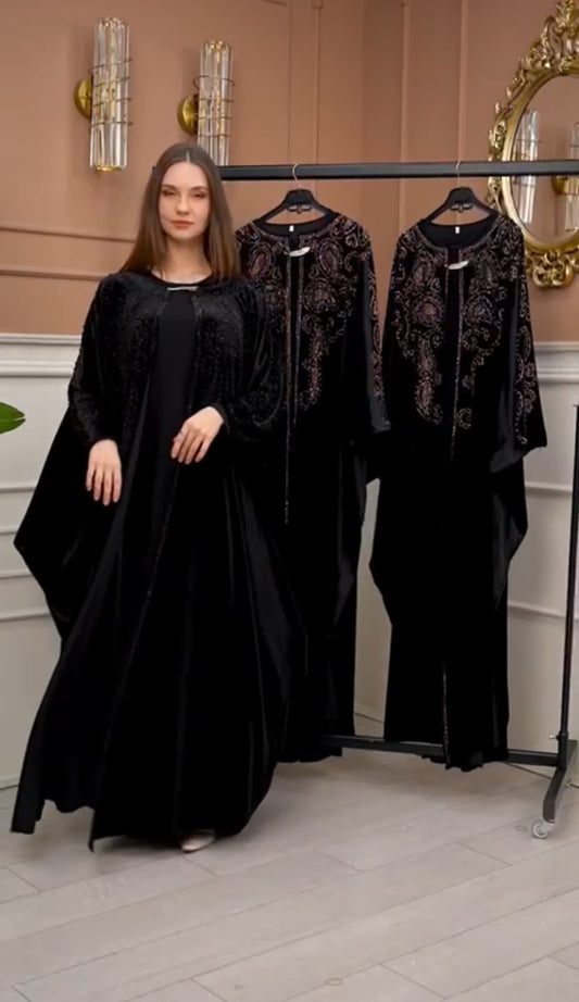 Two pieces velvet Abaya